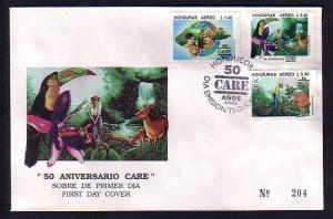 Honduras, Scott cat. C953-C955. C.A.R.E. Anniversary issue. First Day Cover. ^