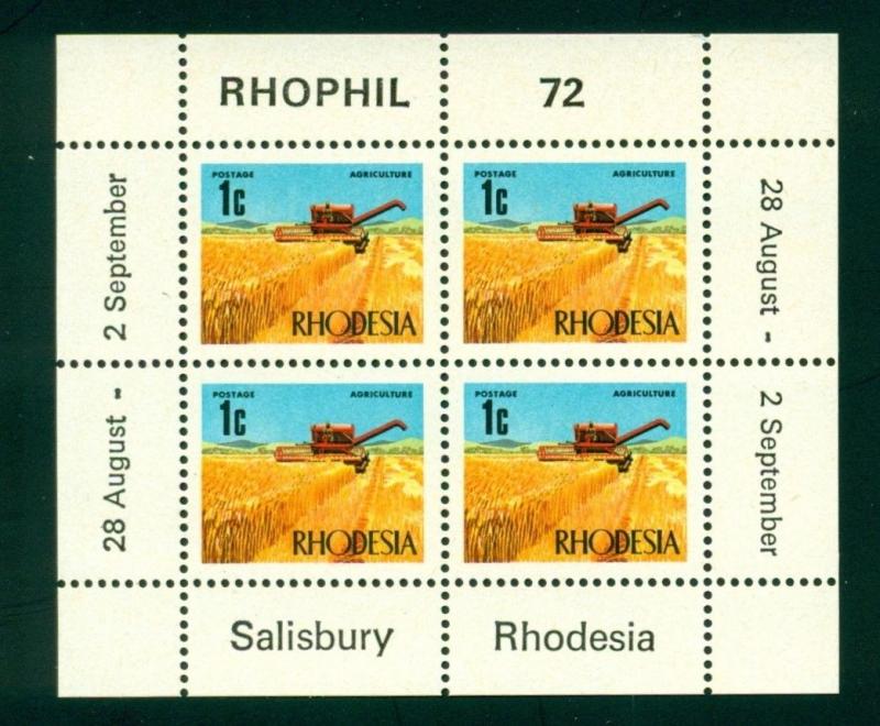 Rhodesia Scott #275b MNH MINISHEET RHOPHIL '72 Philately CV$3+