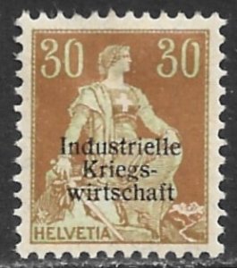 SWITZERLAND 1918 30c WAR BOARD OF TRADE Official Sc 1O8 MH