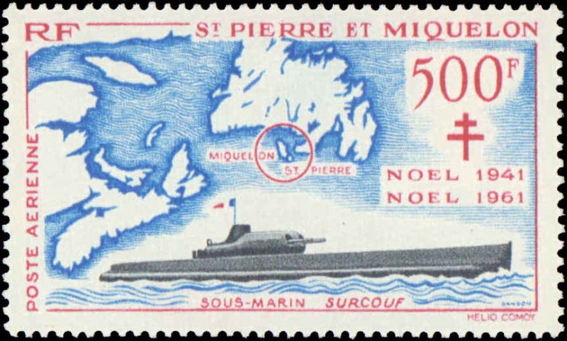 St. Pierre & Miquelon #C25, Complete Set, 1962, Ships, Never Hinged