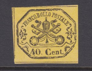 Roman States Sc 17 MNG. 1867 40c black on yellow Papal Arms, fresh