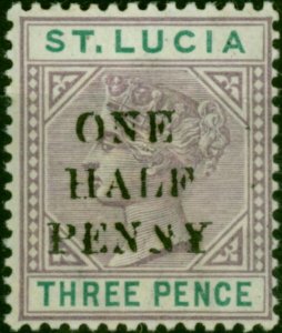 St Lucia 1891 1/2d on 3d Dull Mauve & Green SG53 V.F MNH