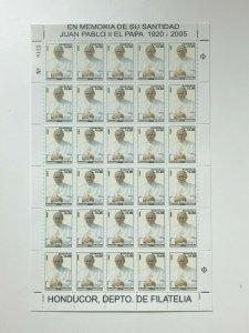 Honduras 2005 - SC# C1188 Pope John Paul II, Memorial - Sheet of 30 Stamps - MNH