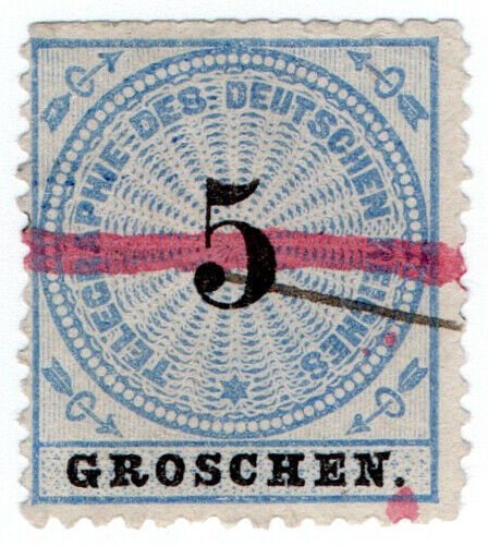 (I.B) Germany Telegraphs : 5gr Blue & Black (1872)