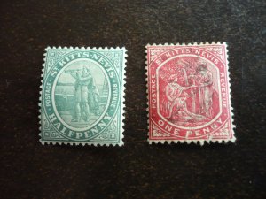 Stamps-St. Kitts & Nevis-Scott#12a,14a - Mint Hinged & Used Part Set of 2 Stamps