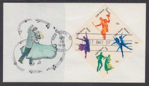 US Planty 1749-1752 FDC. 1978 13c American Dance se-tenant block, 1st Ham Cachet