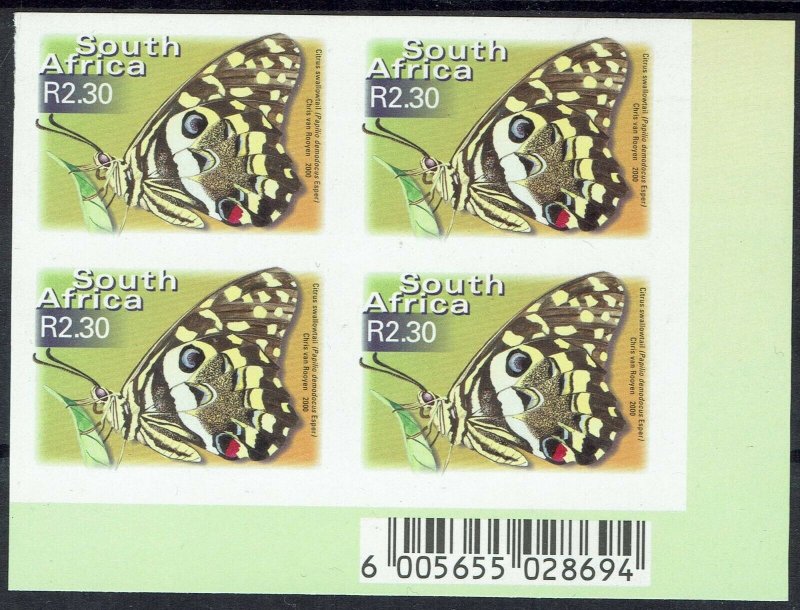 SOUTH AFRICA 2000 BUTTERFLY R2.30 IMPERF BLOCK MNH **