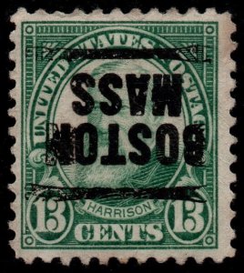 U.S. Scott #622: 1926 13¢ Benjamin Harrison, Used, VF, Boston MA precancel