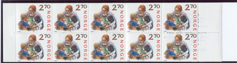 NORWAY 921 MNH CHRISTMAS 1987 COMPLETE BOOKLET PANE