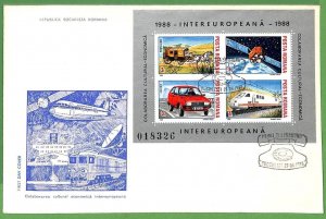 ZA1512 - ROMANIA - Postal History - Set of 2 FDC COVERS 1988 EUROPE TRANSPORT-