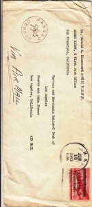 1943, ACROM Eight, Guadalcanal to Los Angeles, CA, Censored, #10 (N6476)