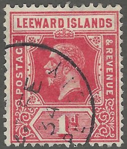 Leeward Islands, stamp, Scott#48, used, hinged, 1d, carmine, king