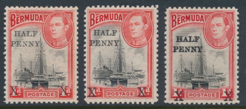 Bermuda  SG 122 x 3 copies SC# 129 MVLH OPT Surcharge see details and scans