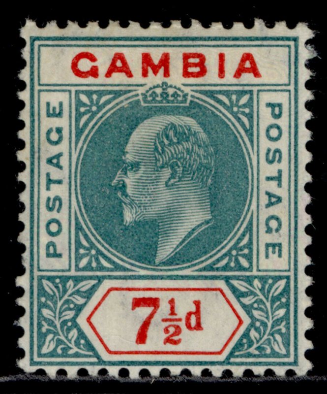 GAMBIA EDVII SG65, 7½d green & carmine, M MINT. Cat £22.