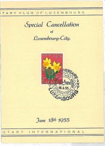 ROTARY \ FLOWERS : POSTAL HISTORY : SPECIAL CARD & POSTMARK - LUXEMBOURG 1955