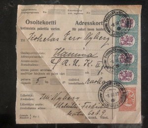 1927 Helsinki Finland Parcel Postal Receipt Cover To Hamina