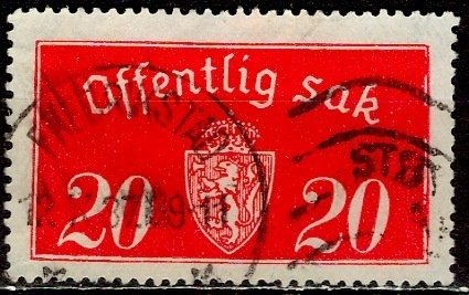 Norway; 1933: Sc. # O14a: Used Single Stamp