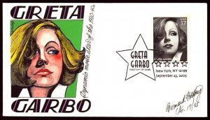 Scott 3943 37 Cents Greta Garbo Bernard Goldberg Hand Painted FDC 17 Of 65