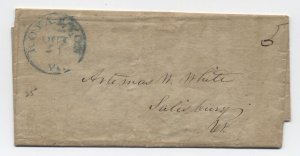 1846 Royalton VT blue CDS stampless letter to Salisbury [H.4066]