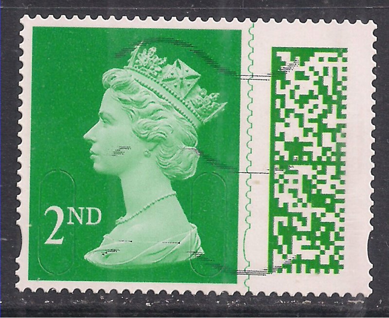 GB 2022 QE2 2nd Green New Barcoded Machin SG V4502  MEIL Used ( L1267 )