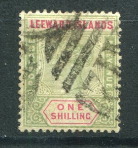 QV LEEWARD ISLANDS 1890 ISSUE 1/- SG 7 FINE USED (2)