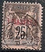 France-Off. Turkey  2 Used !pi on 25c 1886 Peace & Commerce