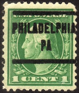 1917, US 1c, Washington, Used, Philadelphia precancel, Sc 498