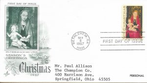 1967 FDC, #1336, 5c Christmas, Art Craft / Atlas Chemical