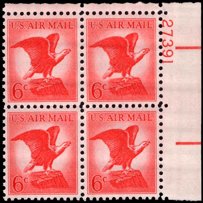 US #C67 6¢ EAGLE MNH UR PLATE BLOCK #27391 DURLAND $2.00