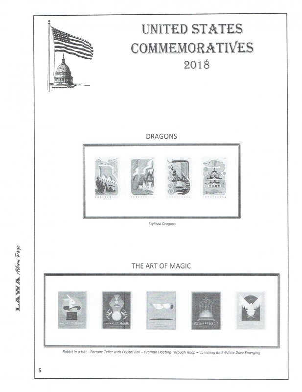 2018 US COMMEMORATIVE  ISSUES SUPPLEMENT – LAWA Album Pages