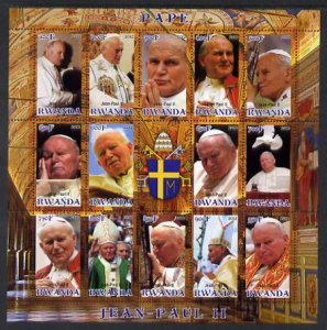 RWANDA - 2012 - Pope John Paul II - Perf 14v Sheet - MNH - Private Issue