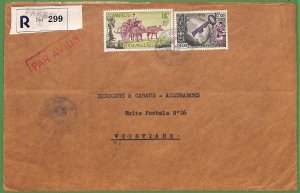 ZA1851 -  LAOS - Postal History - Registered AIRMAIL COVER from PAKSE  - 1961