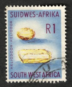 Rare : 1963 South West Africa Sc #280 - R1 Gemstone Heliodoor used stamp Cv$12