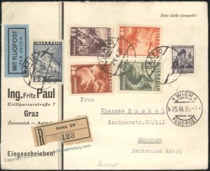 Austria 1931 Vienna Flight Flugpost Airmail Cover Munich Germany Customs 110614