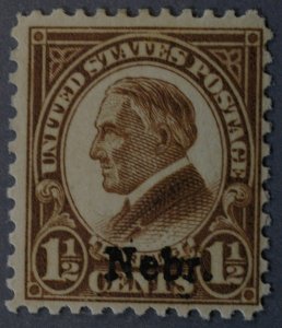 United States #670 1 1/2 Cent Harding Nebr Overprint OG