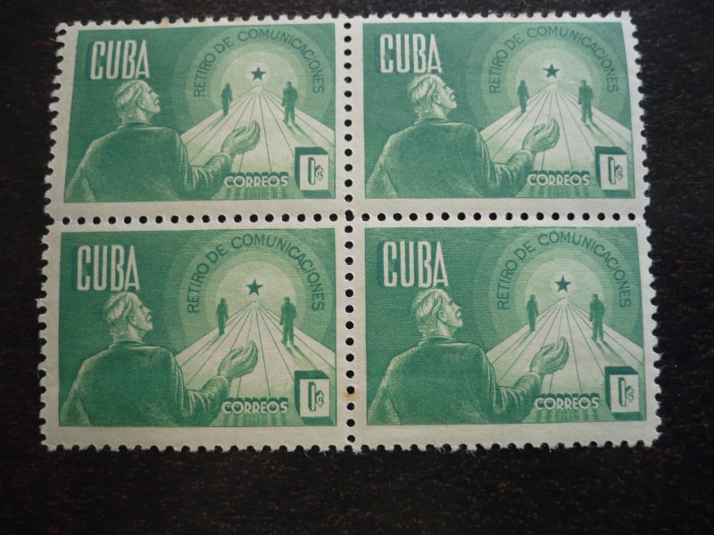 Stamps - Cuba - Scott#381-383 - Mint Hinged Set in Blocks of 4 Stamps