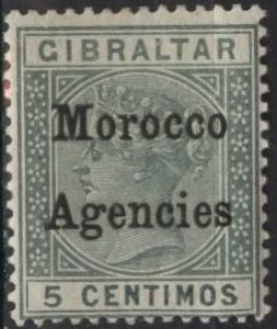 Great Britain: offices in Morocco 12 (mhr) 5c Victoria, grn, ovptd (1899)