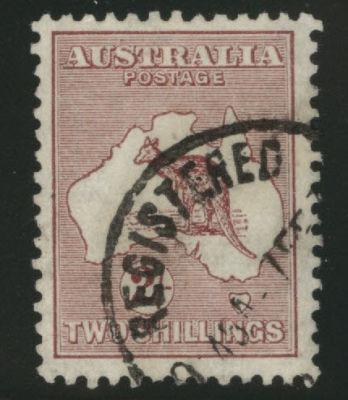 AUSTRALIA  Scott 99 the 2 shillling  Kangaroo Map stamp C...