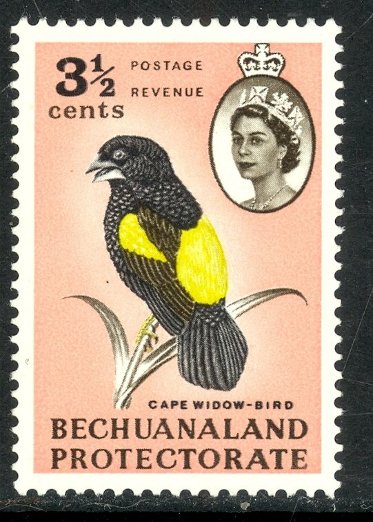 BECHUANALAND PROTECTORATE 1961 3 1/2c  Cape Widow Bird Issue Sc 183 MNH