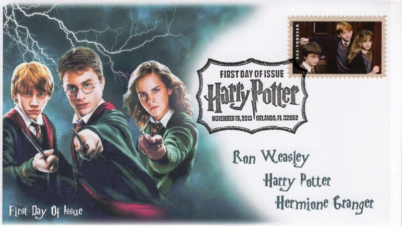 AO-4827-2, 2013, Harry Potter, FDC, Add-on Cachet, Pictorial Postmark, Harry Pot