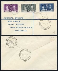 Fiji 1937 Coronation on a Cover