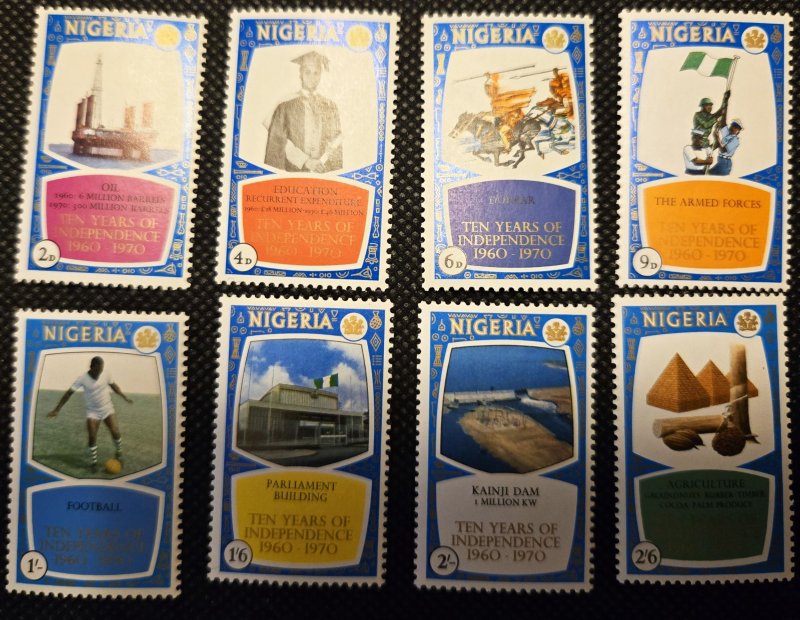 Nigeria 1970 set of 8 Tenth Anniversary M SCV $3.75