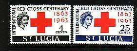 St Lucia-Sc#180-1- id7-unused hinged Omnibus set-Red Cross-QEII-1963-