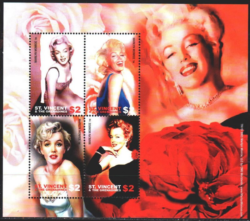 Saint Vincent and the Grenadines. 2004. Small sheet 5987-90. Merelin Monroe, ...