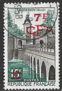 REUNION 1957 7fr on 15fr Le Quesnoy Surcharge Issue Sc 322 VFU