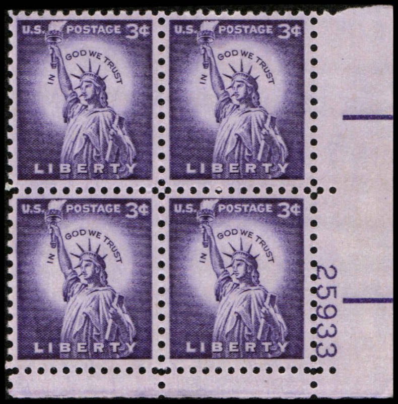 US #1035c LIBERTY MNH LR PLATE BLOCK #25933