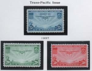 Scott  C20-C21 unused  hinged   C22  unused  single  OG  MNH