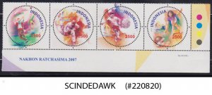 INDONESIA -2007 SEA GAMES ROUND TRAFFIC LIGHT STAMPS STRIP 4V MNH