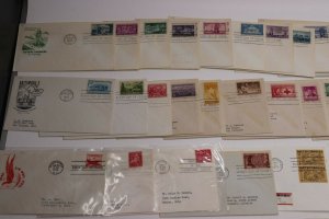 US HF House Farnam Color Cachet FDC lot 100+1940-1950s Commemoratives addressed