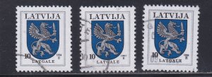 Latvia # 368, 368a, 368b, Arms of Latgale Dated 1994, 1997 & 1998, Used